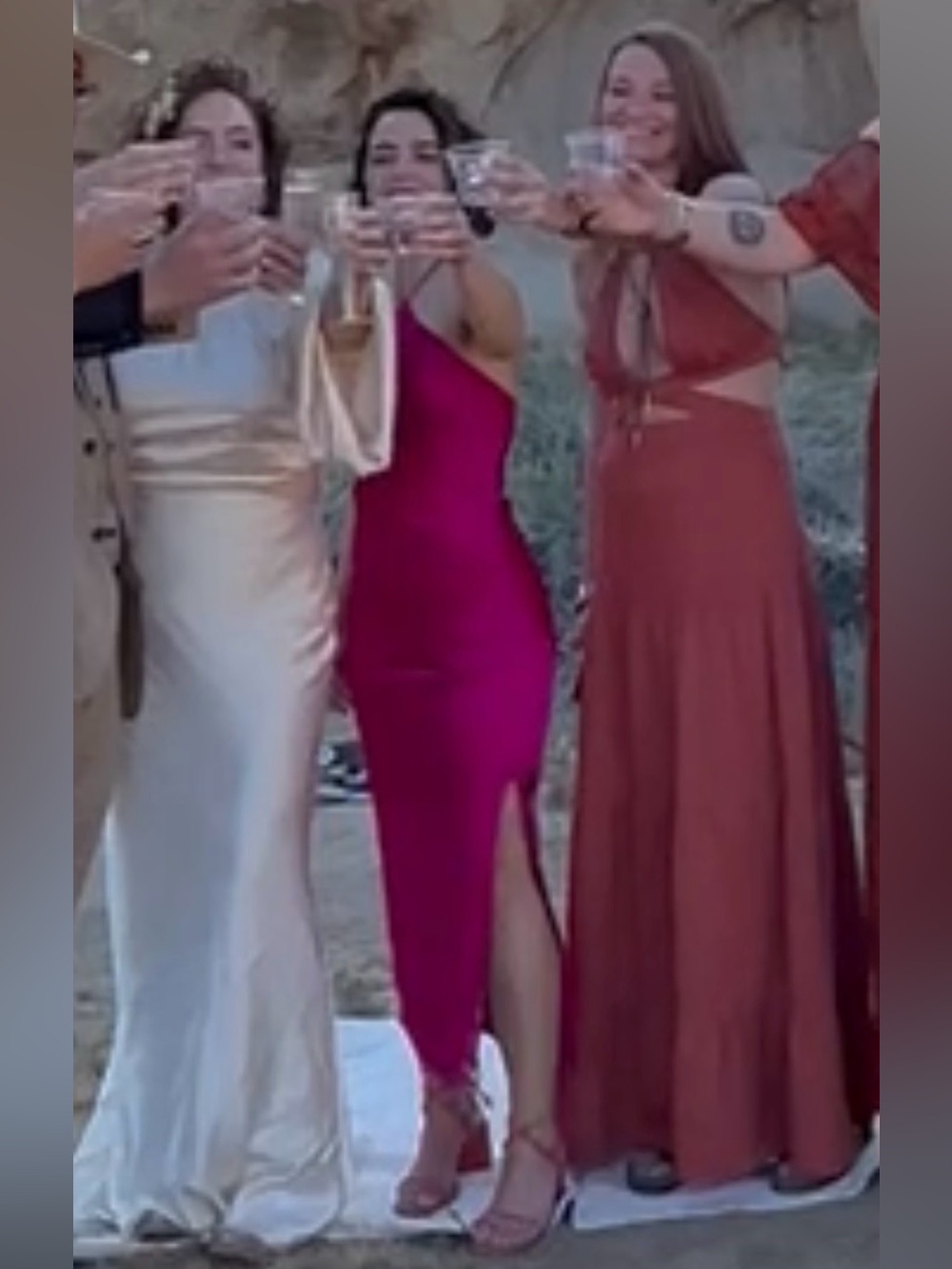 Jonathan Simkhai Fuchsia Satin Midi Dress